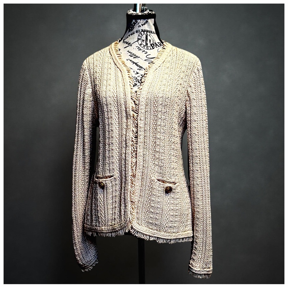 J.Crew Textured Knit Cardigan with Fringe Trim - NWT - Size Medium